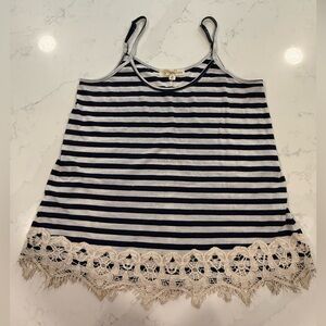 Rewind Navy and Heathered White Embellished Camisole - Size M